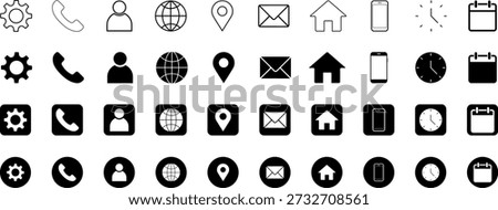 Connect Icons. Contact and Communication Icons. Contact us icons. Web icon set. Business card contact information icons. Vector illustration