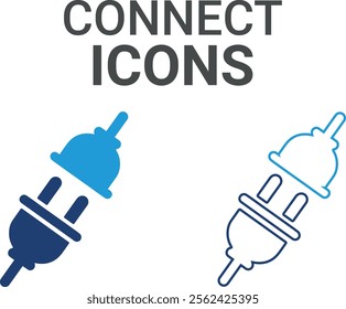 Connect icons. Containing speak, phone, mail, contact, chat, website, satellite, radio, antenna, message and more. Solid icons collection, vector illustration.