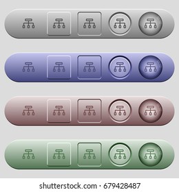 Connect icons on rounded horizontal menu bars in different colors and button styles