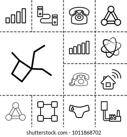 Connect icons. set of 13 editable outline connect icons such as connection, children panties, home connection, cable, desk phone