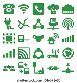 Connect icons set. set of 25 connect filled icons such as laptop connection, children panties, call, desk phone, wi-fi, chip, plug, router, signal, connection