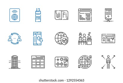 connect icons set. Collection of connect with network, internet, components, web, phone booth, website, mixed, data transfer, server, wifi. Editable and scalable connect icons.