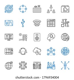 connect icons set. Collection of connect with network, mixed, gateway, electronic, earth grid, internet, server, components, ozone, wifi. Editable and scalable connect icons.