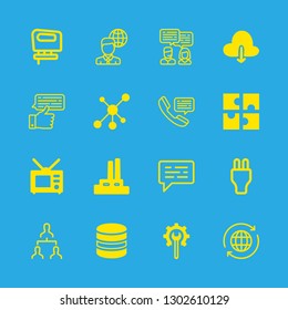 connect icons set with database, worldwide and puzzle vector set