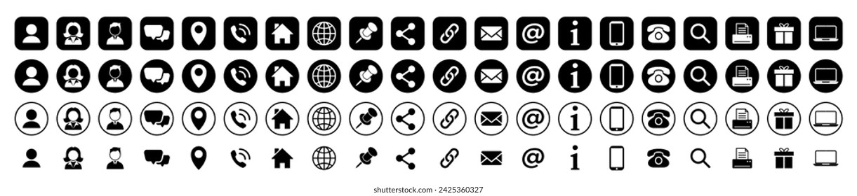 Connect Icons.Contact us icon set.Contact and Communication Icons.Set of Communication icon.