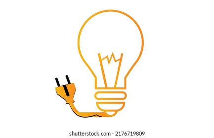 Conecta la idea. Luz de la lámpara, enchufe eléctrico del cable. Enchufe al enchufe de la pared. Diseño plano de ilustración vectorial. Aislado en segundo plano