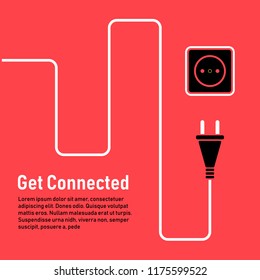 Connect idea. Concept connection, disconnection, electricity. Cable concept with plug and socket in background.