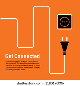 Connect idea. Concept connection, disconnection, electricity. Cable concept with plug and socket in background.
