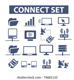 connect identity set icons, vector