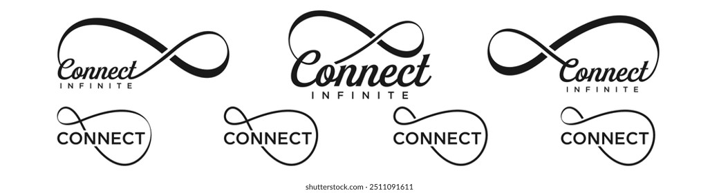 conectar Diseño de logotipo de Infinity, wordmark conectar con combinación de íconos de Infinity, Ilustración vectorial