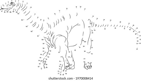 A Connect Or Join Dots To Dot Kids Puzzle Work Sheet Drawing Of A Dinosaur