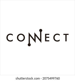 Connect Lettering Logo Design. Technology Logo Template.