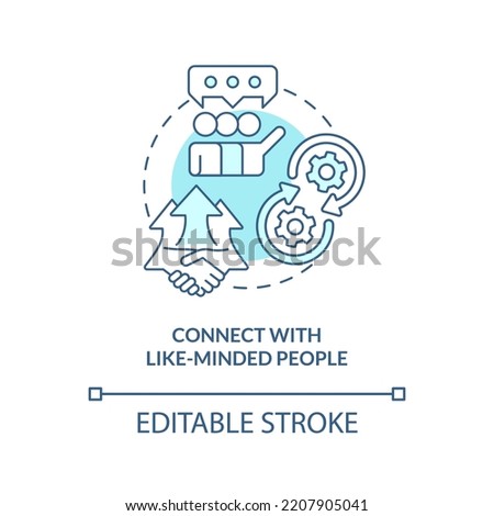 Connect with like-minded people blue concept icon. Similar interests association abstract idea thin line illustration. Isolated outline drawing. Editable stroke. Arial, Myriad Pro-Bold fonts used