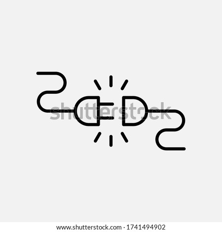 Connect line icon. Power and plug, connection symbol. logo. Outline design editable stroke. For yuor design. Stock - Vector illustration