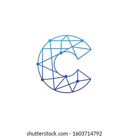 Connect Line Letter C Logo Design Template Element