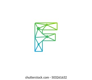 Connect Line Letter F Logo Design Template Element