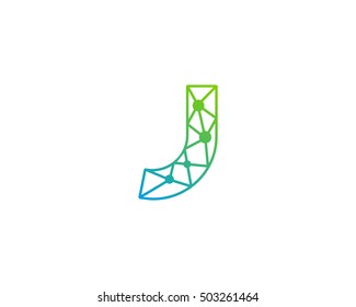 Connect Line Letter J Logo Design Template Element