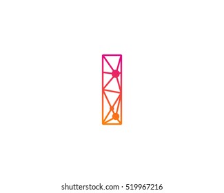 Connect Line Letter I Logo Design Template Element