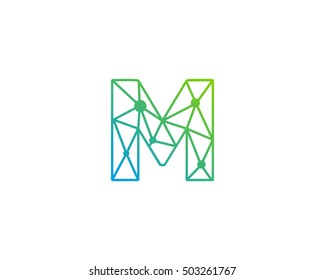 Connect Line Letter M Logo Design Template Element