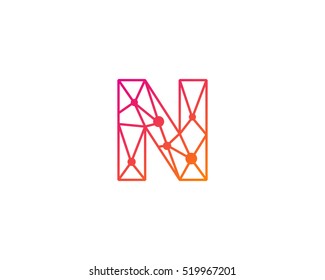 Connect Line Letter N Logo Design Template Element