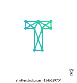 Connect Line Letter T Logo Design Template Element