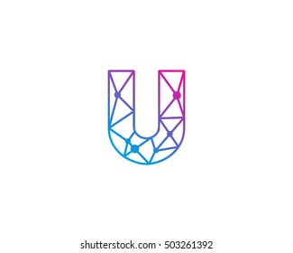 Connect Line Letter U Logo Design Template Element