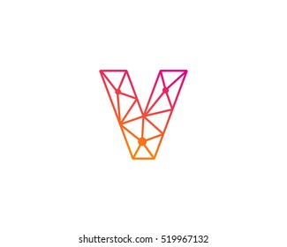 Connect Line Letter V Logo Design Template Element