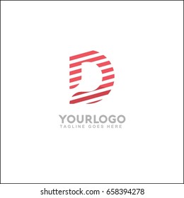 Connect Line Logo Design Template Element. Letter D