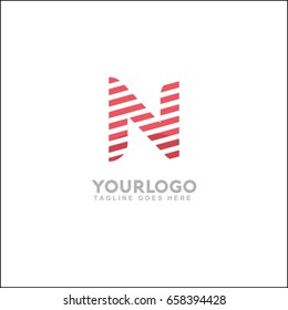 Connect Line Logo Design Template Element. Letter N