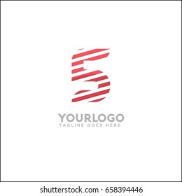 Connect Line Logo Design Template Element. Letter 5