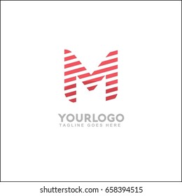 Connect Line Logo Design Template Element. Letter M