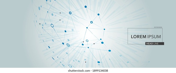 Connect lines with dots, great design for any purposes. Vector halftone illustration. Background illustration backdrop. White background. Futuristic design. Vector drawing