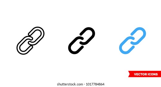 Connect link icon of 3 types: color, black and white, outline. Isolated vector sign symbol.