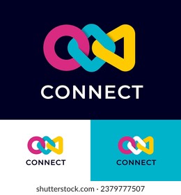 Connect logo. The circle, square and triangle are connected to each other like a chain.