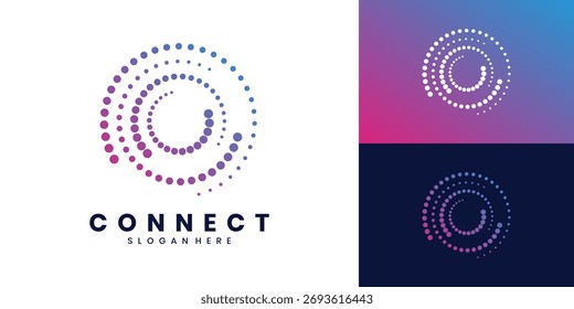 Conecte el diseño del logotipo con puntos circulares
