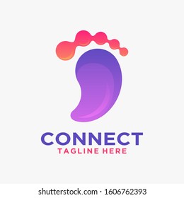 connect logo design with footprint inspiration