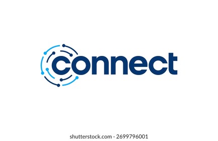 Connect logo design. Wordmark concept vector design with Technology connection logo design. Abstract dot, molecule and network system symbol graphic icon
