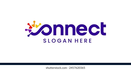 Connect Logo design wordmark. Infinity logo with technology data connection design graphic symbol icon vector