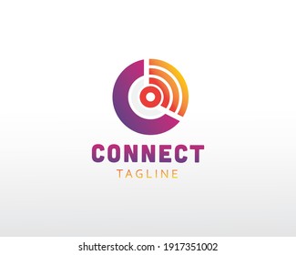 connect logo digital pixel abstrack logo wifi logo simbol logo design