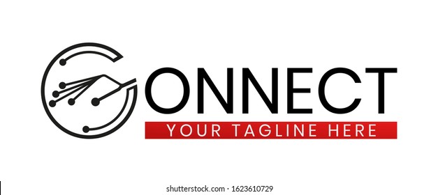CONNECT logo. network icon with the concept letter C. for the application or website