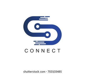 Connect Logo, S Letter Design Template Elements