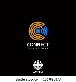 connect logo technology template design vector