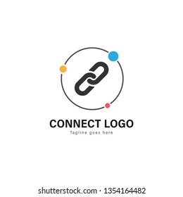 Connect logo template design. Connect logo with modern frame isolated on white background