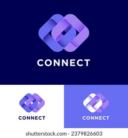 Conectar el logotipo. Dos figuras cuadradas están conectadas entre sí, como un fragmento de una cadena.