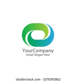connect loop square box letter o logo. nature logo concept. vector illustration.