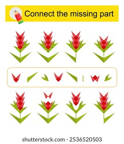 Connect the missing part. Attention task for kids. 