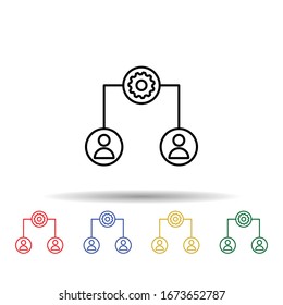 Conecte el icono de varios colores de la red. Línea delgada simple, contorno vectorial de iconos en línea y web para ui y ux, sitio web o aplicación móvil