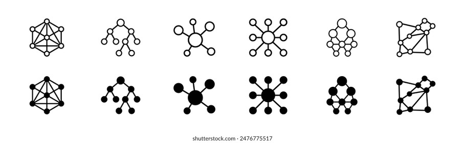 Verbinden und Netzwerk setzen, Kreis-Linie-Symbol. Digitale Struktur, Social-Technology-Community. Unterschiedliche Netzanbindung. Team Menschen. Vektorgrafik