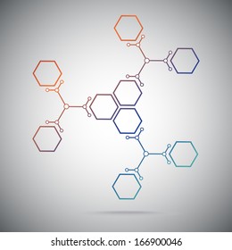 Connect the nine cells. three ternary compounds.vector graphics