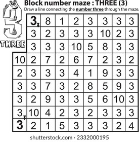 Connect the number : Let's learn number 3
